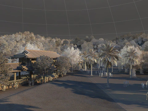 Ancient building Hotel 3D Model