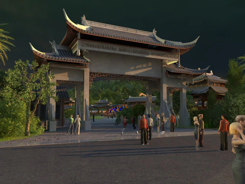 Ancient building Hotel 3D Model