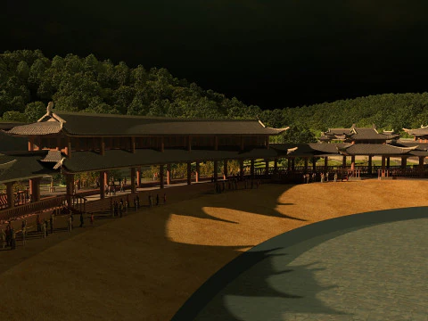 Ancient building Hotel 3D Model