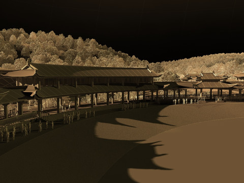 Ancient building Hotel 3D Model