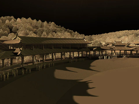 Ancient building Hotel 3D Model