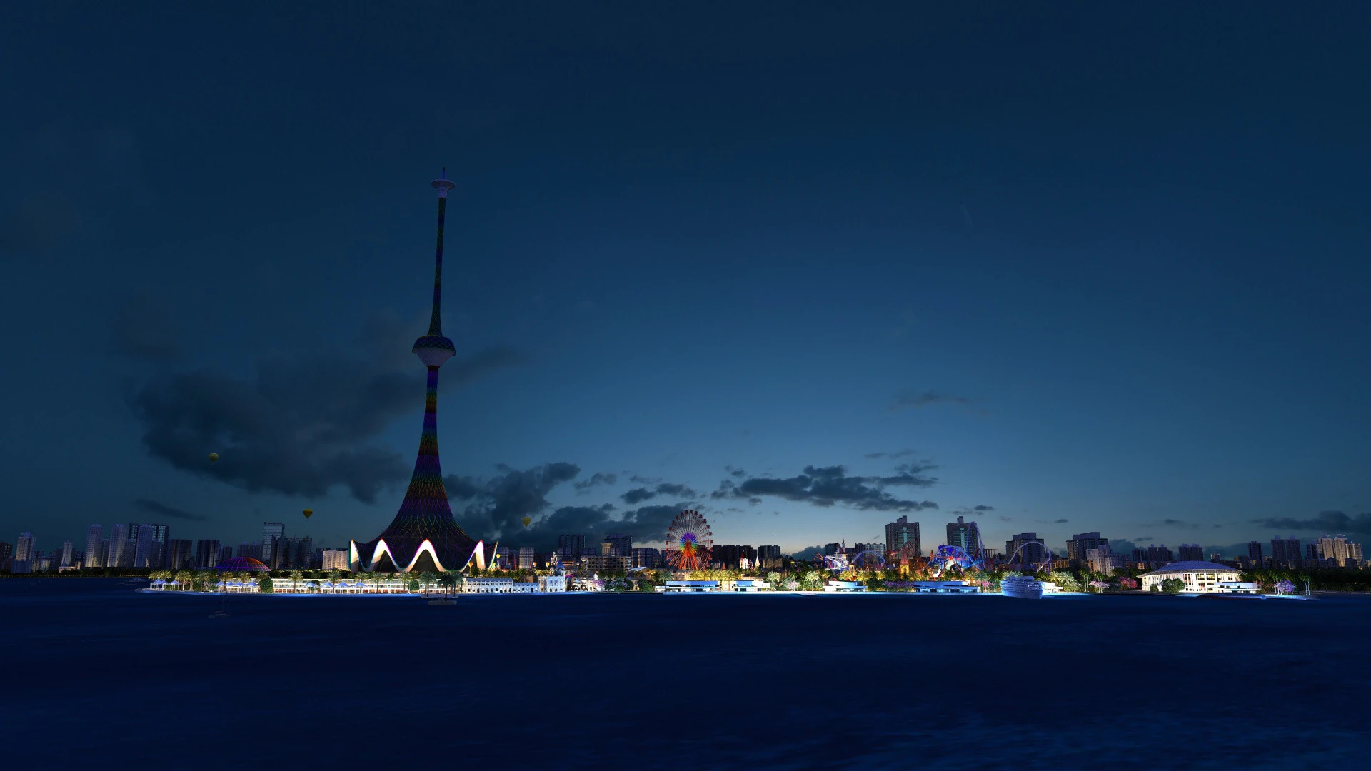Island Night View 3D Model .c4d .max .obj .3ds .fbx .stl .blend 