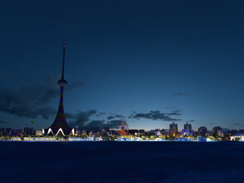 섬 야경 3D 모델