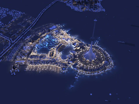 Island Night View 3D Model