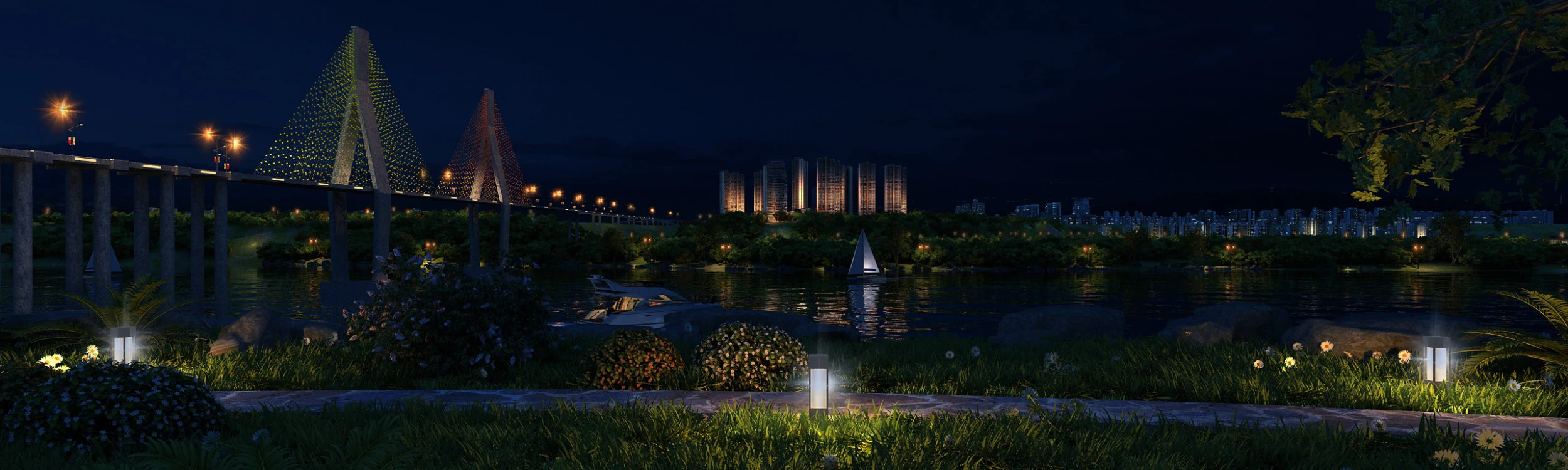 City Night View 3D Model .c4d .max .obj .3ds .fbx .stl .blend