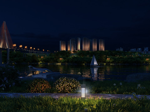 Stadtnachtansicht 3D Modell