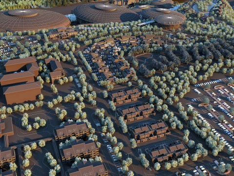 Small town parking 3D Model