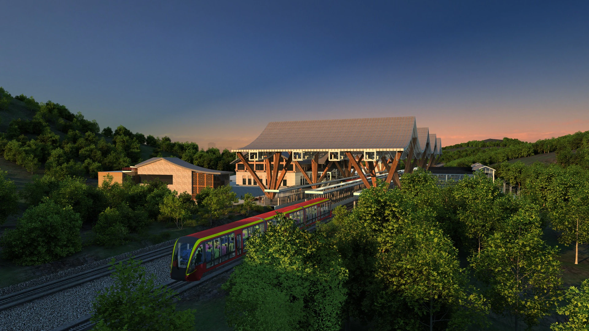 Train Station 3D Model .c4d .max .obj .3ds .fbx .stl .blend 