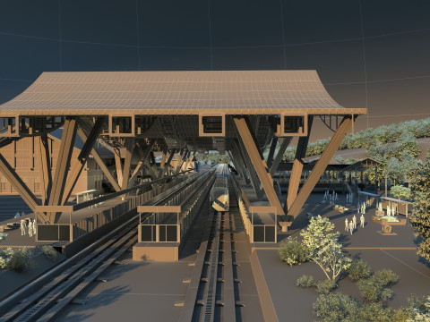 Treinstation 3D Model