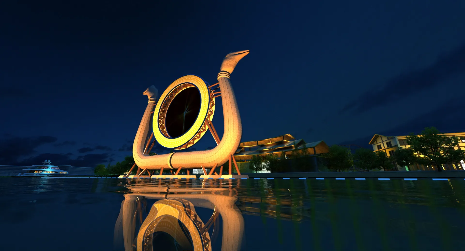 Water architecture 3D Model .c4d .max .obj .3ds .fbx .stl .blend 