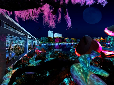 Night view of the park 3D Model
