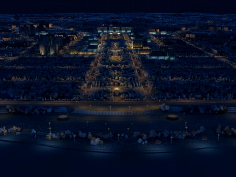 City nightscape 3D Model