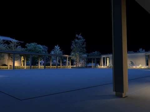 Courtyard Night View 3D Model
