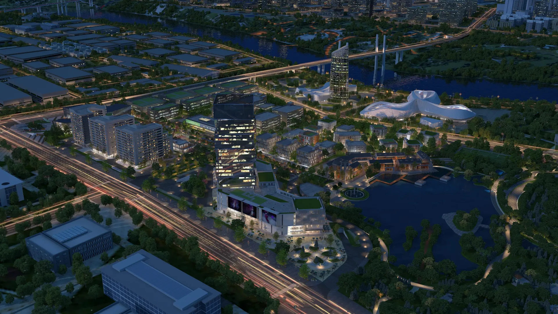 City nightscape 3D Model .c4d .max .obj .3ds .fbx .stl .blend 