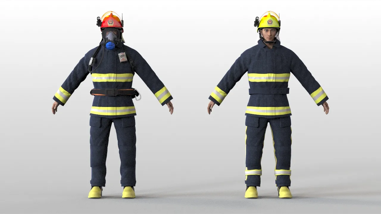 Bombeiro Modelo 3D .c4d .max .obj .3ds .fbx .stl .blend 