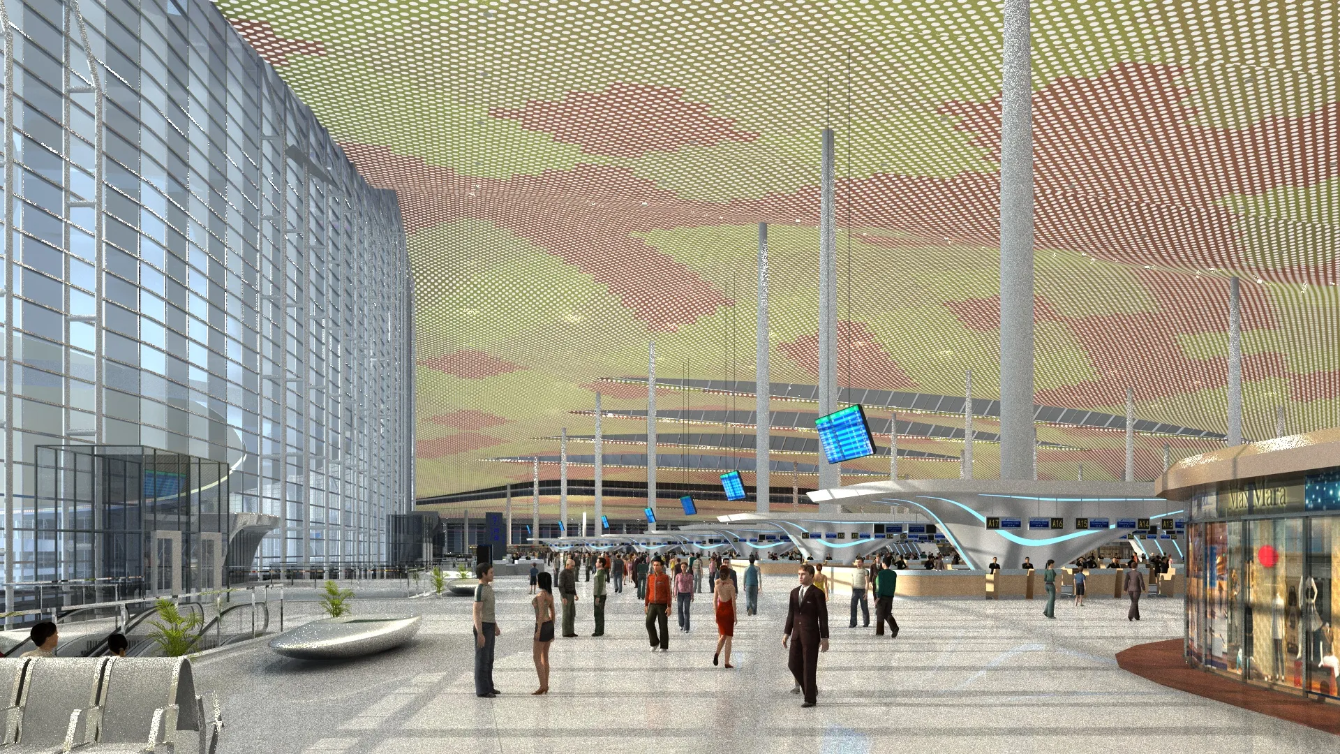 Airport terminal 3D Model .c4d .max .obj .3ds .fbx .stl .blend 
