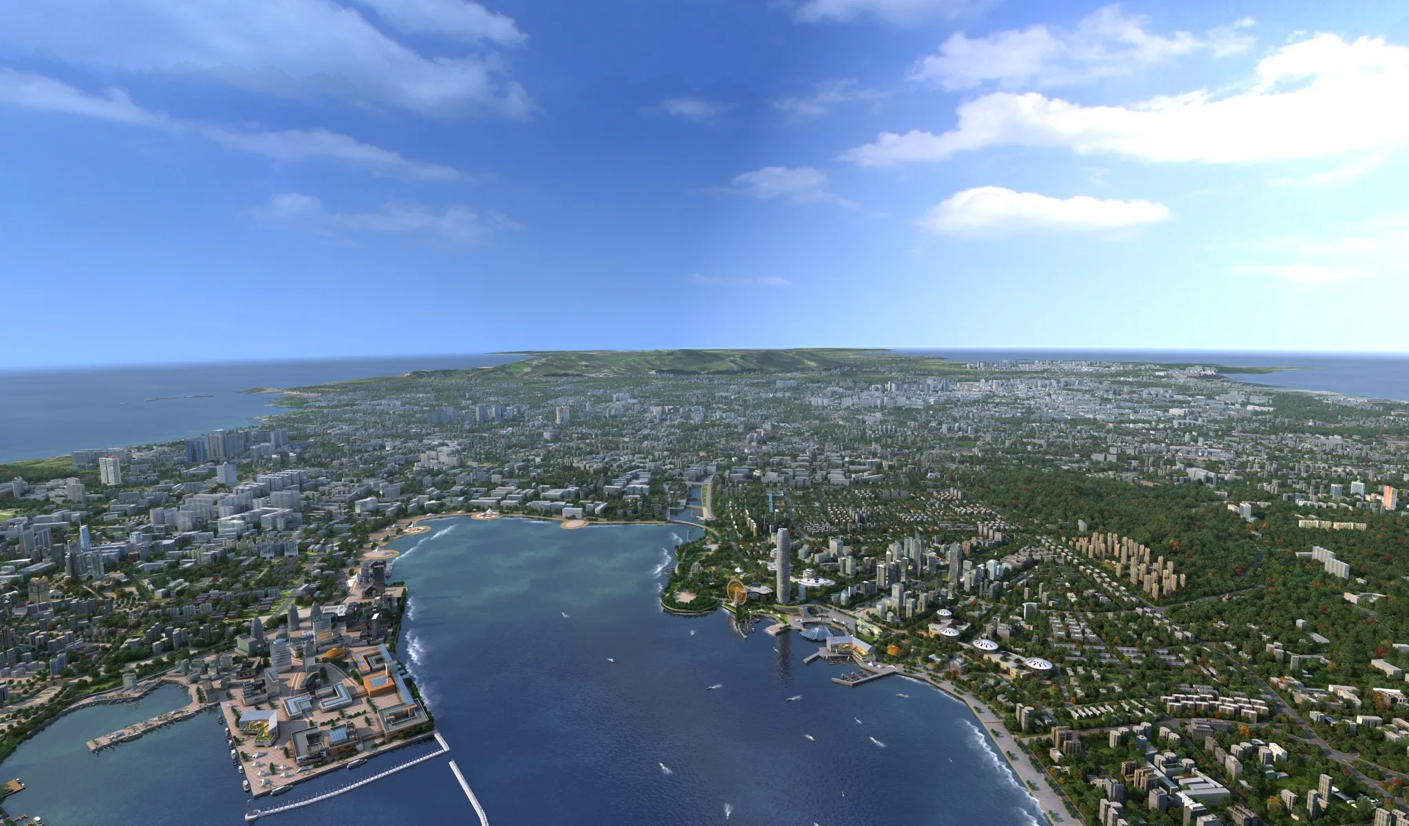 Seaside city 3D Model .c4d .max .obj .3ds .fbx .stl .blend 