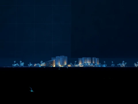 Night view of the sea 3D Model