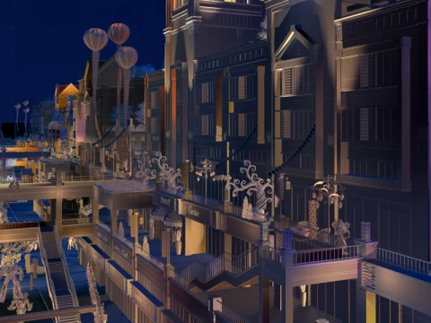 City nightscape 3D Model