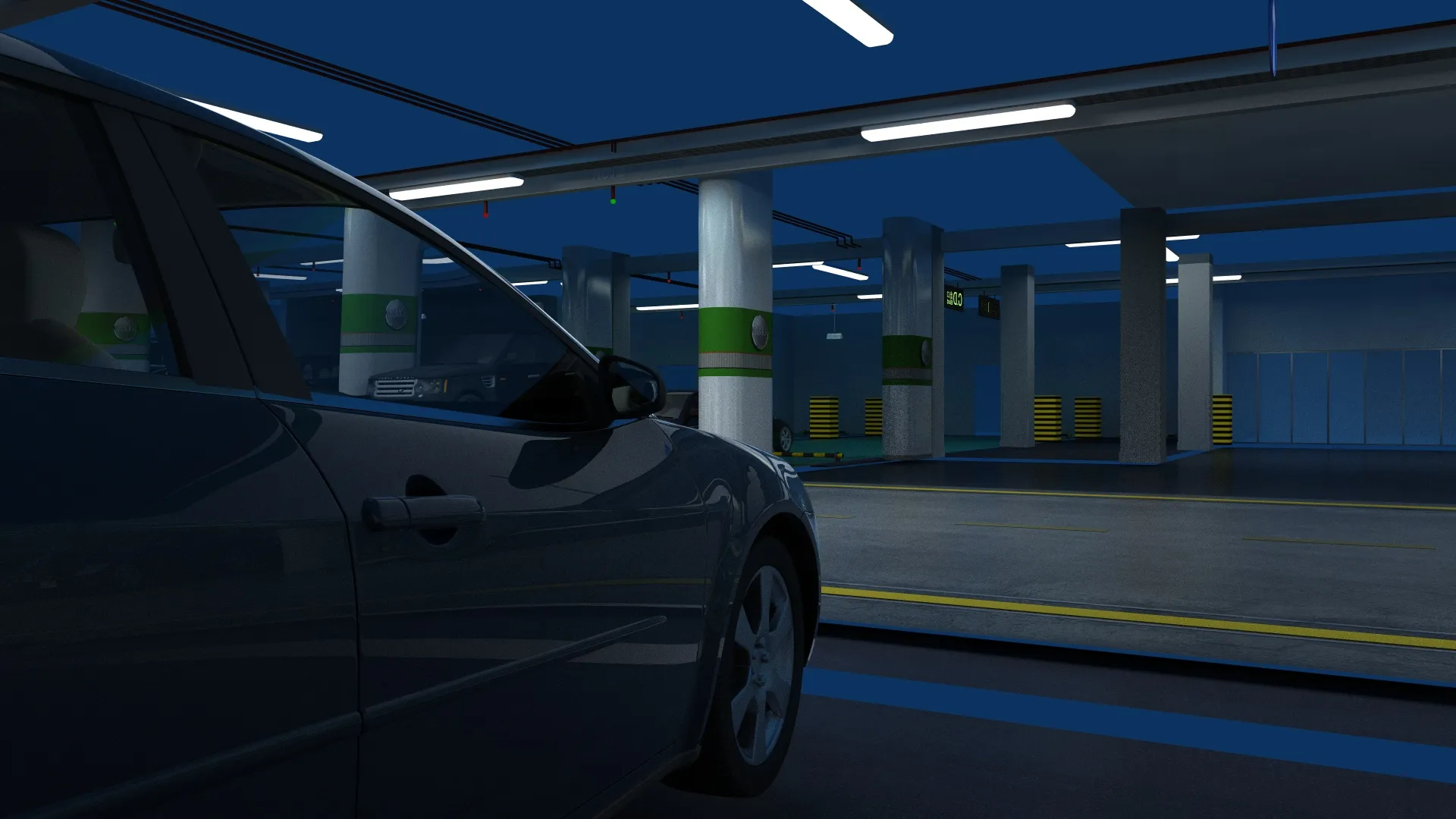 Underground parking garage 3D Model .c4d .max .obj .3ds .fbx .stl .blend 