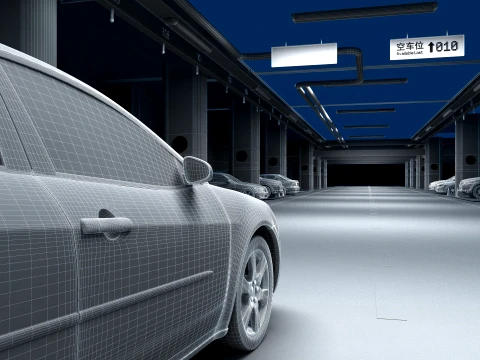 Underground parking garage 3D Model