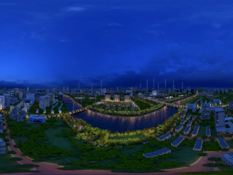 paisaje nocturno de la ciudad Modelo 3D