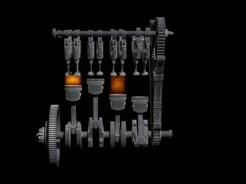 Engine animation 3D Model