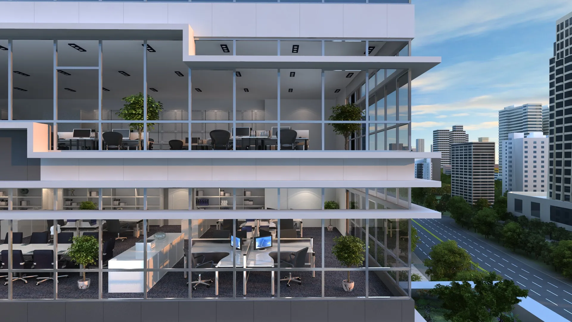 Office building 3D Model .c4d .max .obj .3ds .fbx .stl .blend 