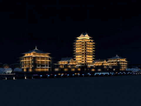 都市の夜景 3Dモデル