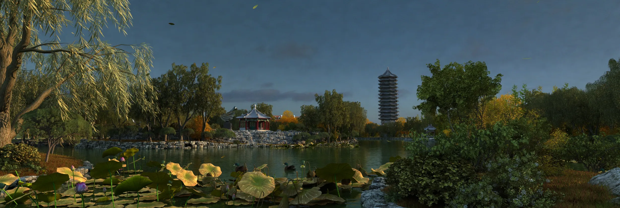 Garden Autumn 3D Model .c4d .max .obj .3ds .fbx .stl .blend 