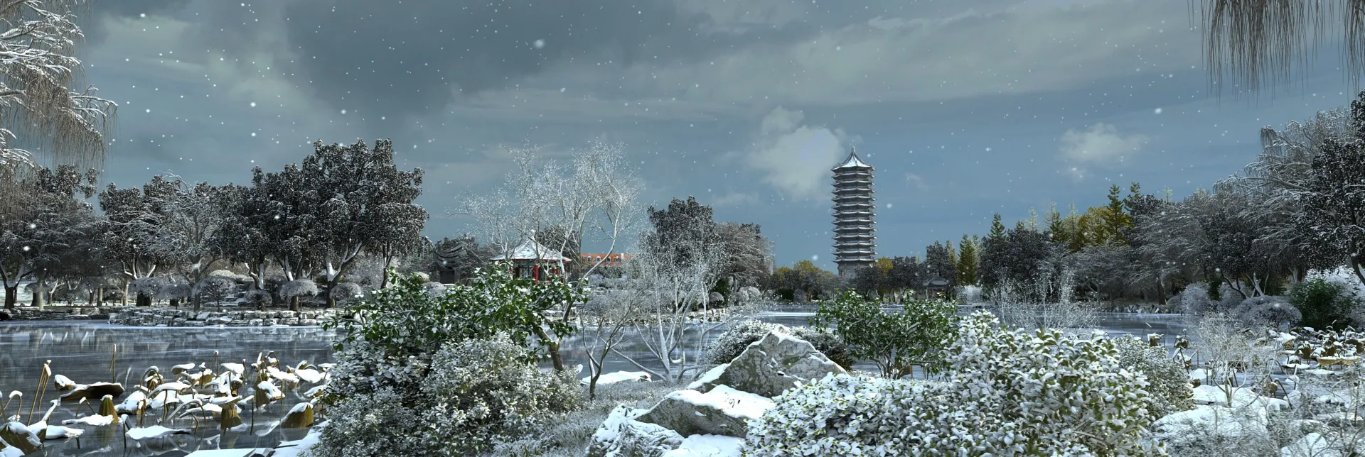Garden Winter 3D Model .c4d .max .obj .3ds .fbx .stl .blend 