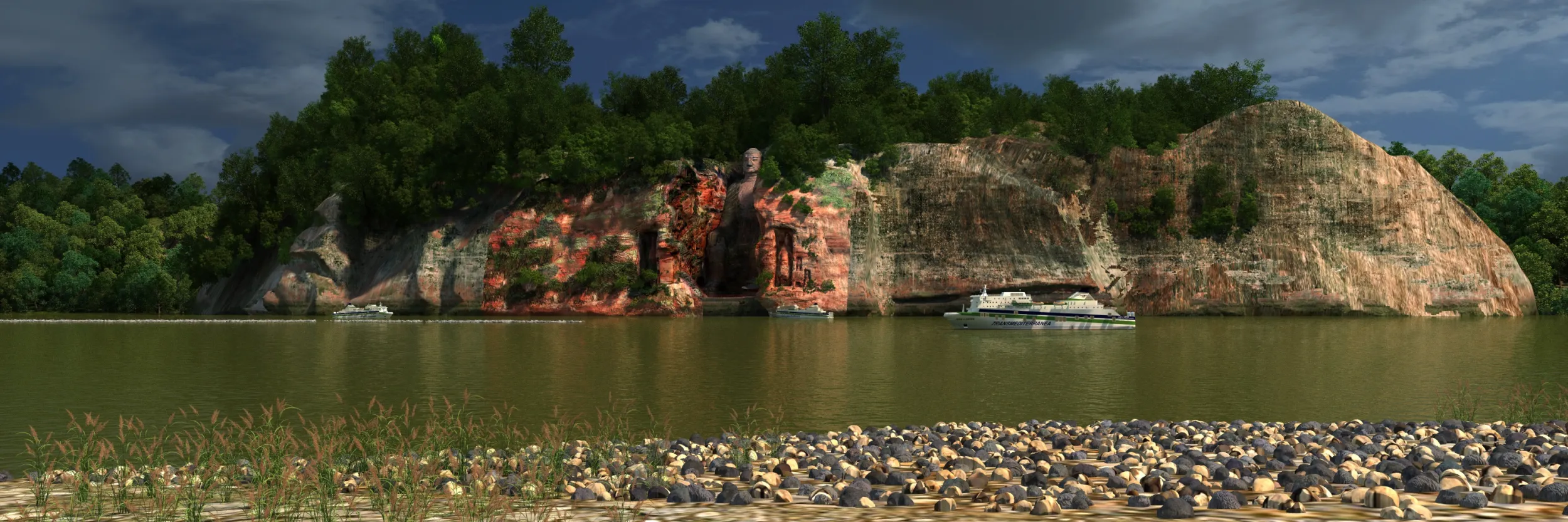 Leshan Giant Buddha Scenic Area 3D Model .c4d .max .obj .3ds .fbx .stl .blend 