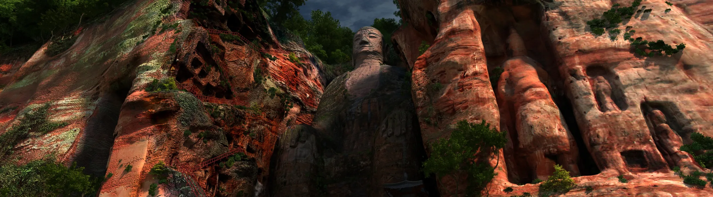 Leshan Giant Buddha Scenic Area 3D Model .c4d .max .obj .3ds .fbx .stl .blend