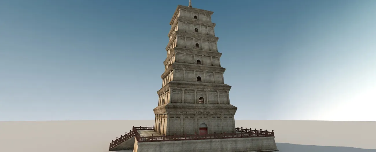Giant Wild Goose Pagoda 3D Model .c4d .max .obj .3ds .fbx .stl .blend 