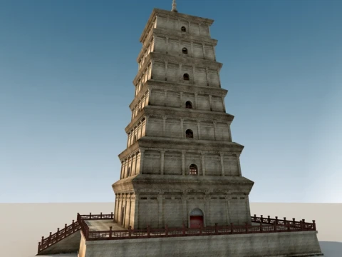 Giant Wild Goose Pagoda 3D Model