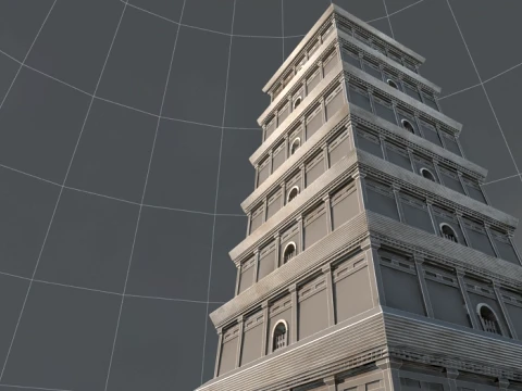Giant Wild Goose Pagoda 3D Model
