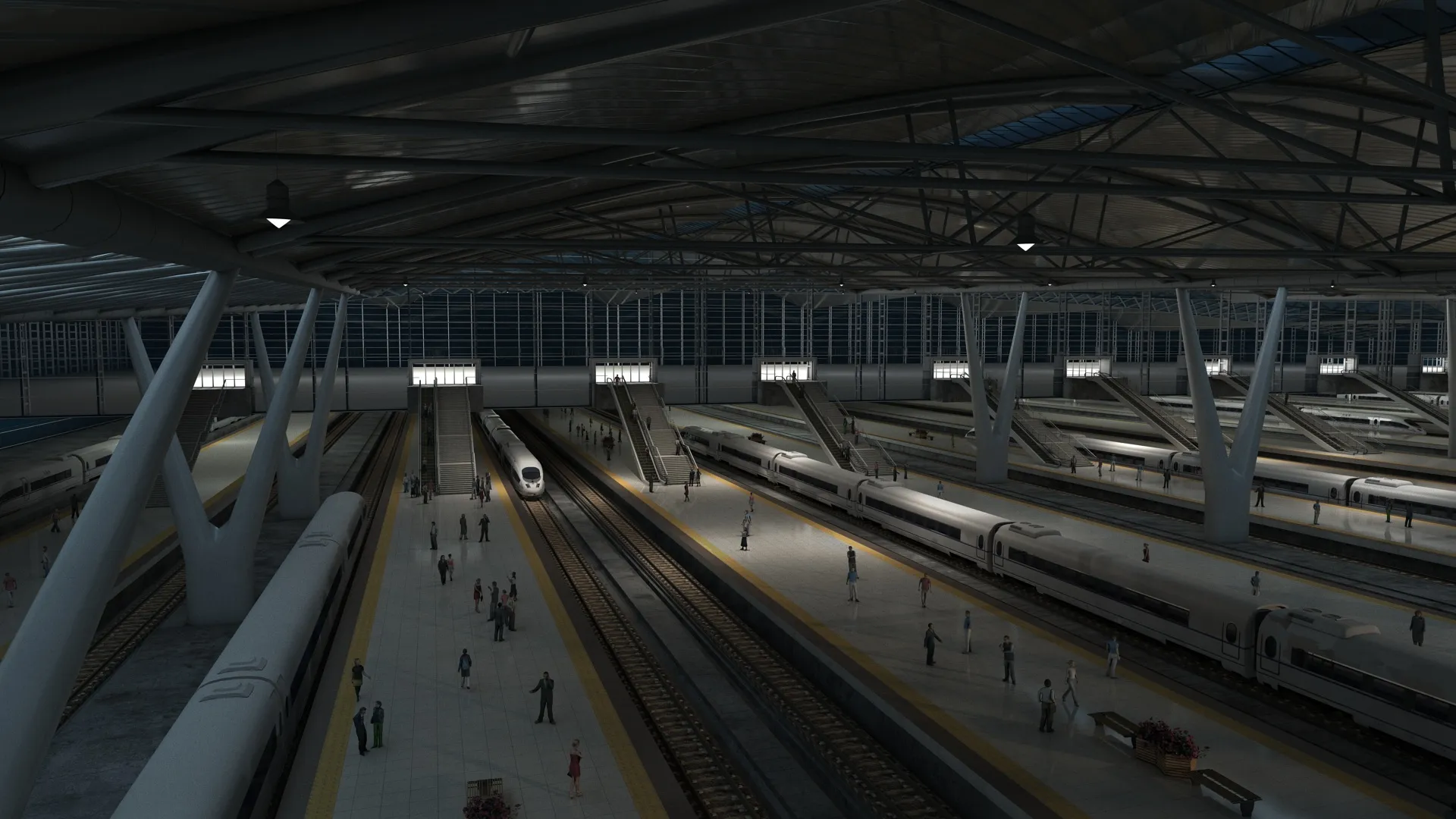 Railway station 3D Model .c4d .max .obj .3ds .fbx .stl .blend 