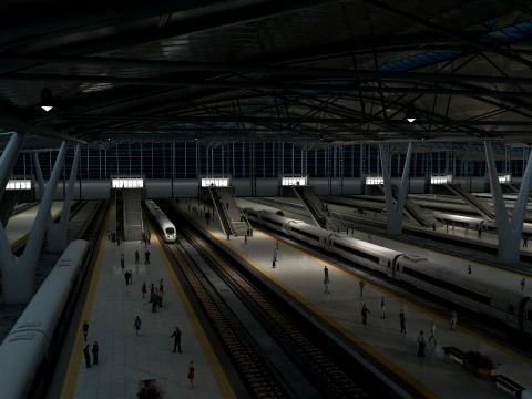 Railway station 3D Model