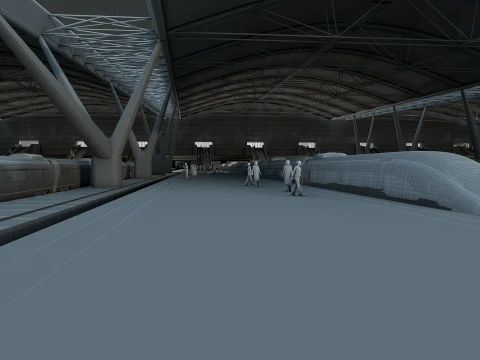 Railway station 3D Model