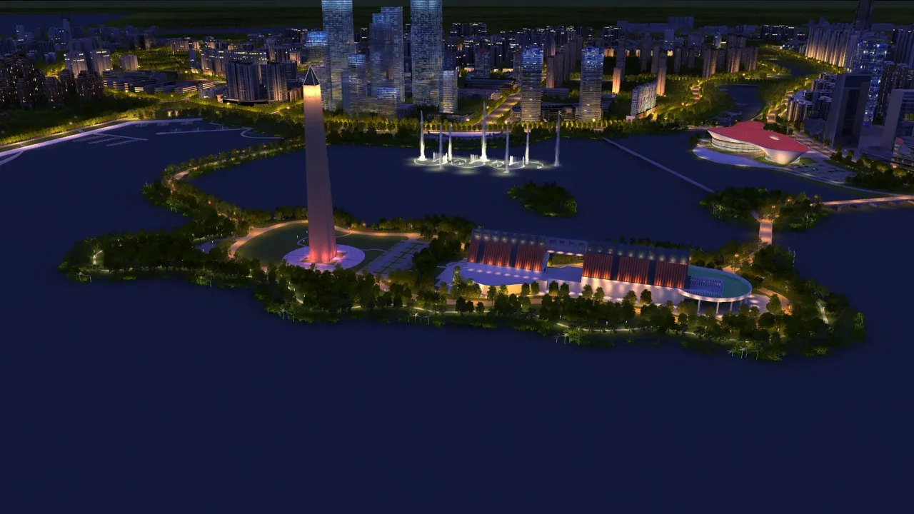 City nightscape 3D Model .c4d .max .obj .3ds .fbx .stl .blend 