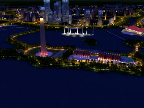 都市の夜景 3Dモデル