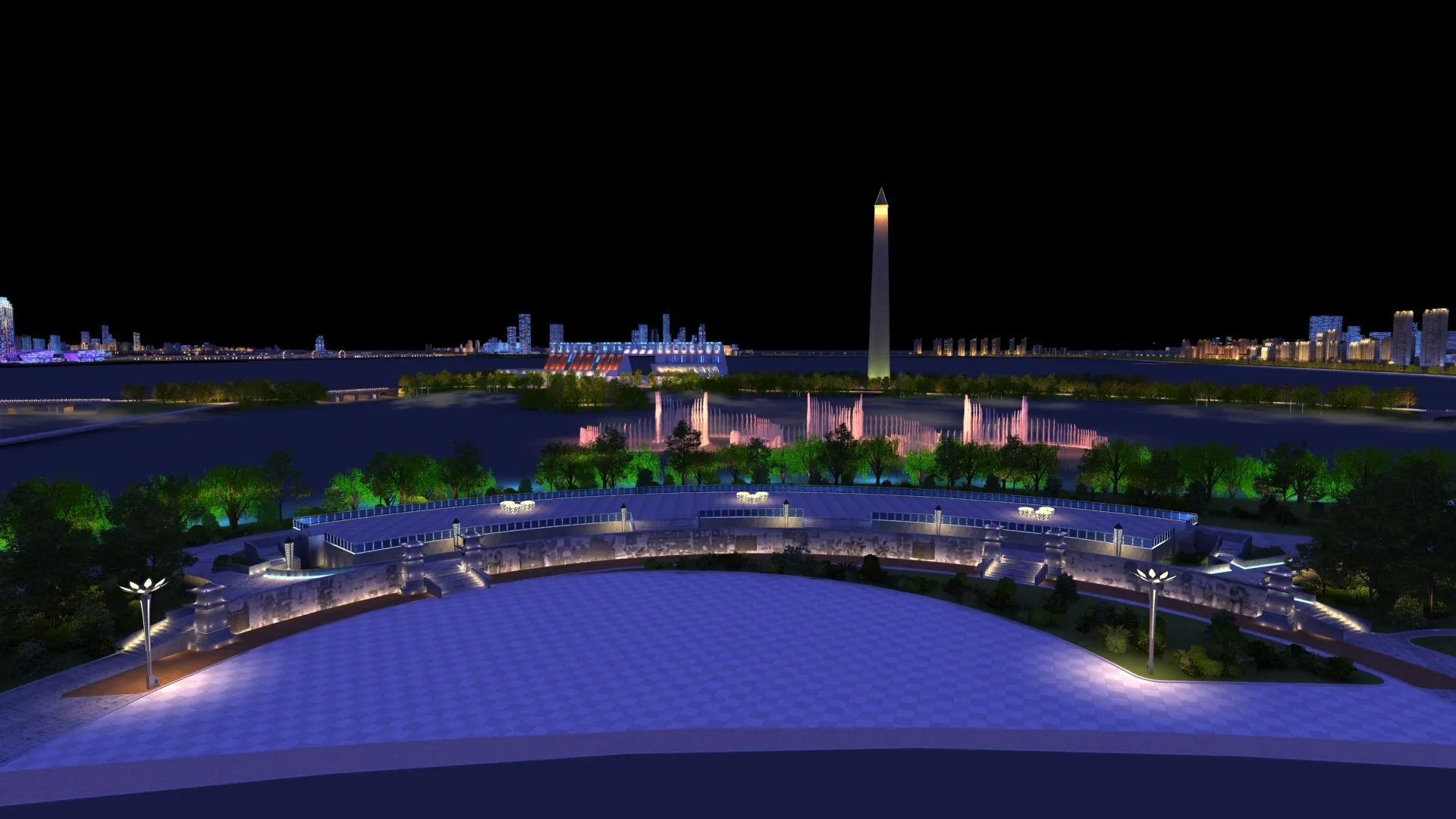 City nightscape 3D Model .c4d .max .obj .3ds .fbx .stl .blend 