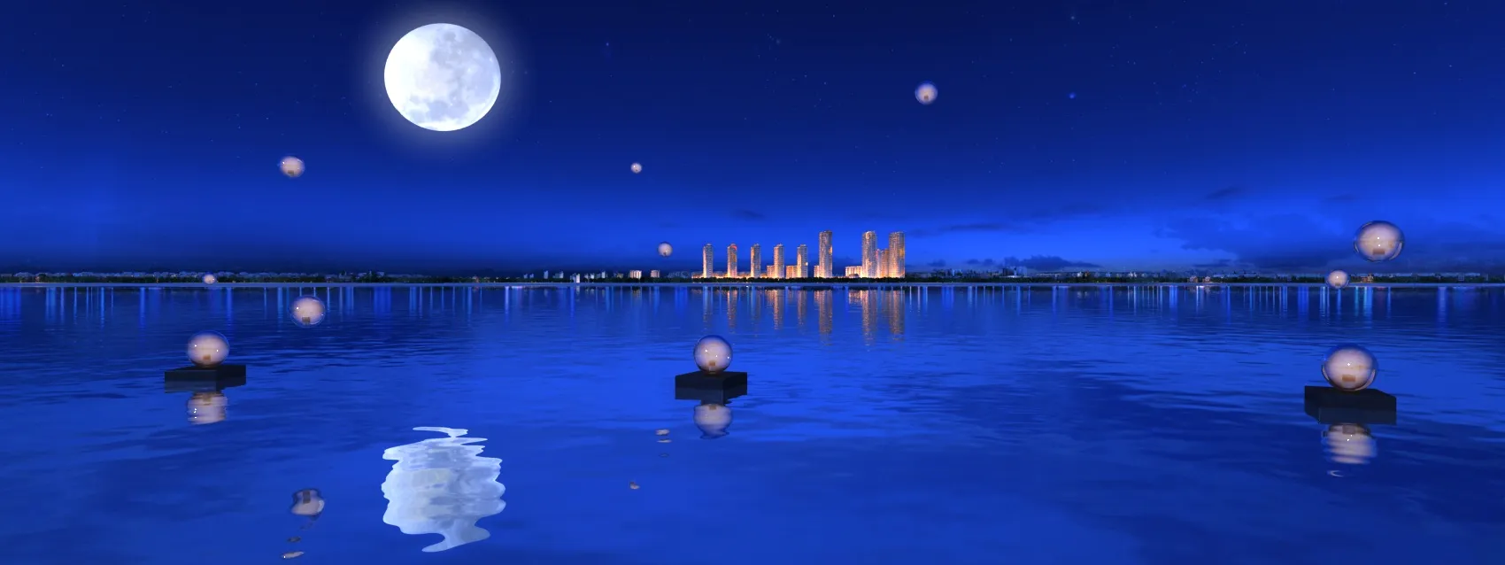 Night lake surface 3D Model .c4d .max .obj .3ds .fbx .stl .blend 
