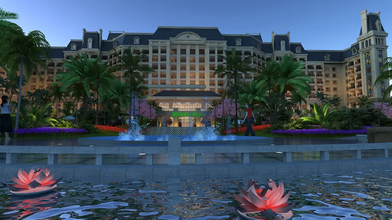 Hotel 3D Model .c4d .max .obj .3ds .fbx .stl .blend 