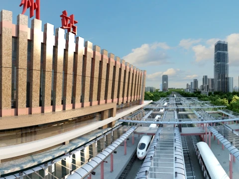 Treinstation 3D Model