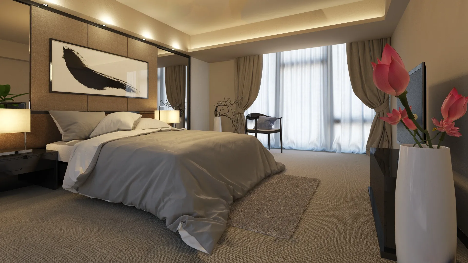 Hotel room 3D Model .c4d .max .obj .3ds .fbx .stl .blend 