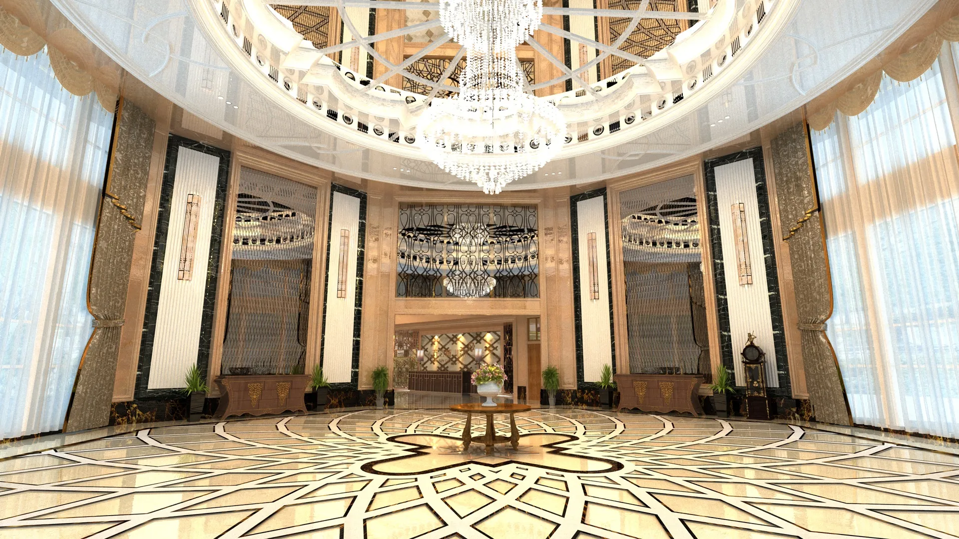 Hotel lobby 3D Model .c4d .max .obj .3ds .fbx .stl .blend