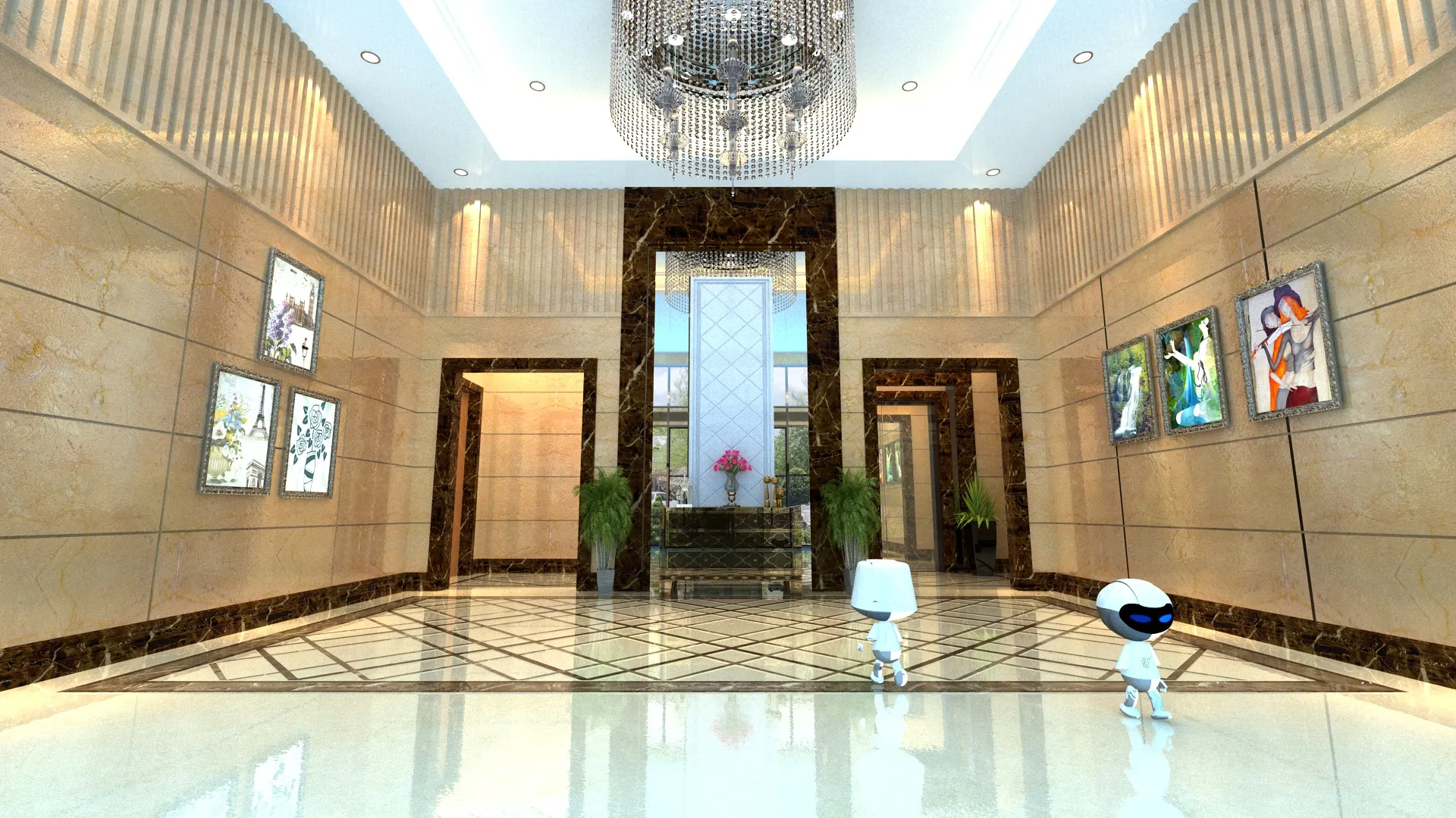Hotel lobby 3D Model .c4d .max .obj .3ds .fbx .stl .blend 