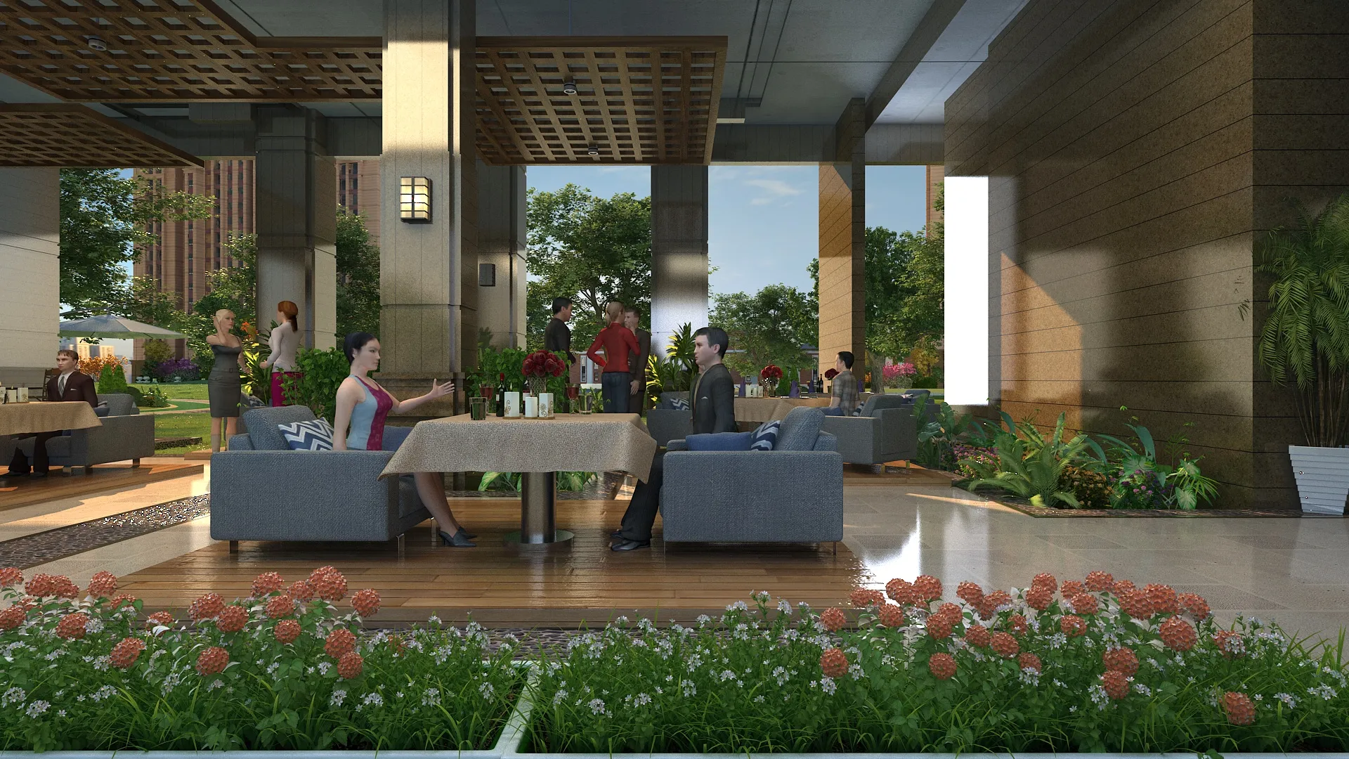 Hotel lobby 3D Model .c4d .max .obj .3ds .fbx .stl .blend 