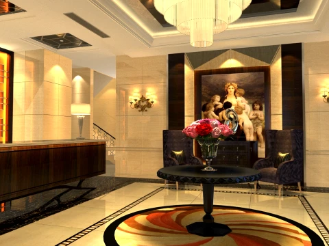 Vest&iacute;bulo del hotel Modelo 3D
